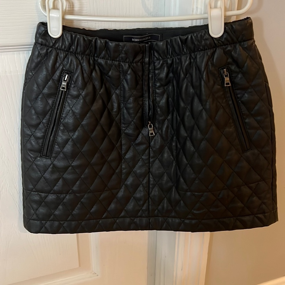 Black real leather skirt by BCBG